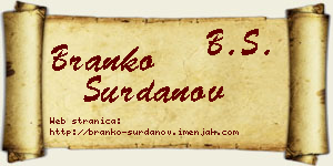 Branko Surdanov vizit kartica